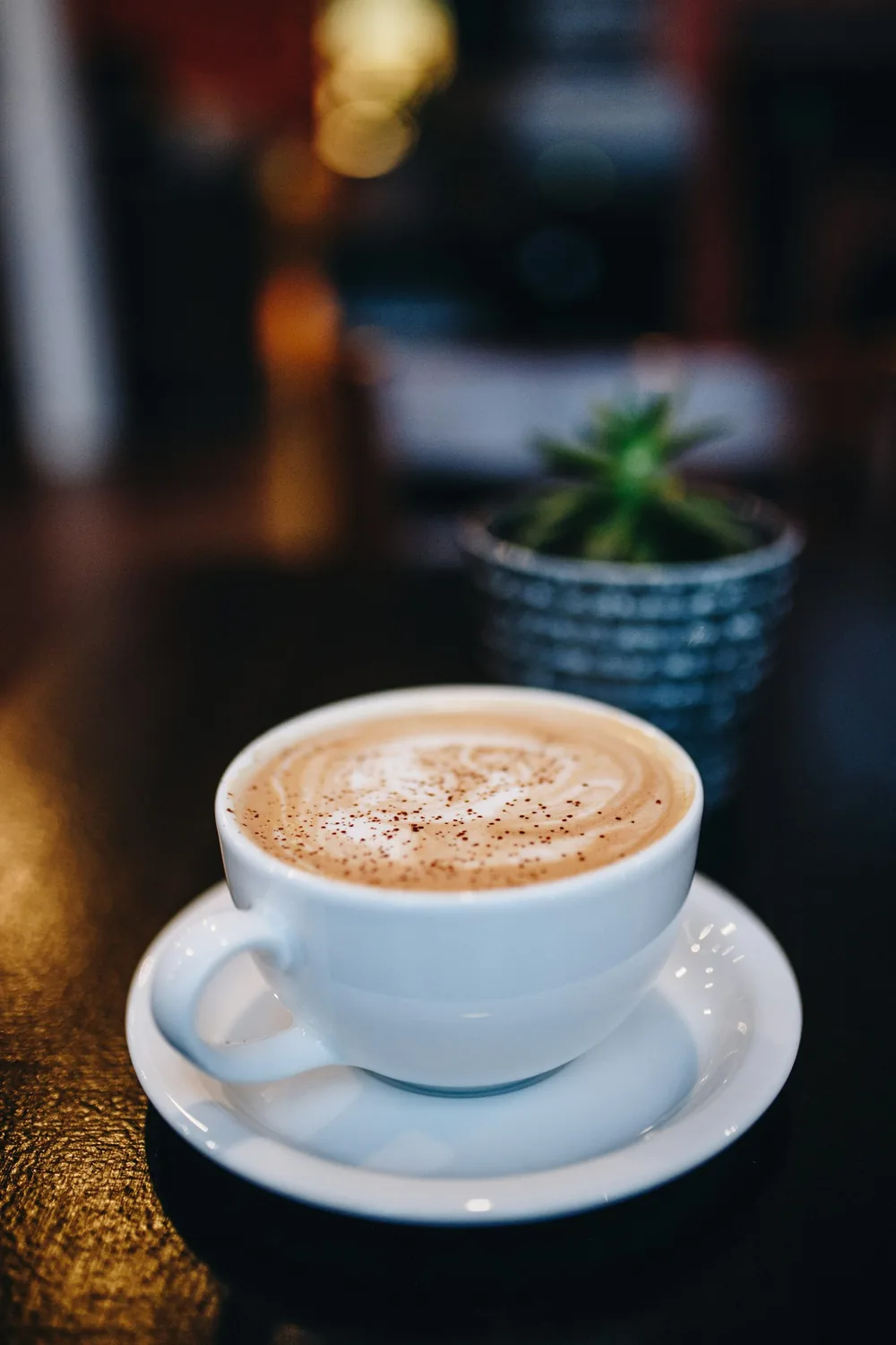 Latte with hand-poured art