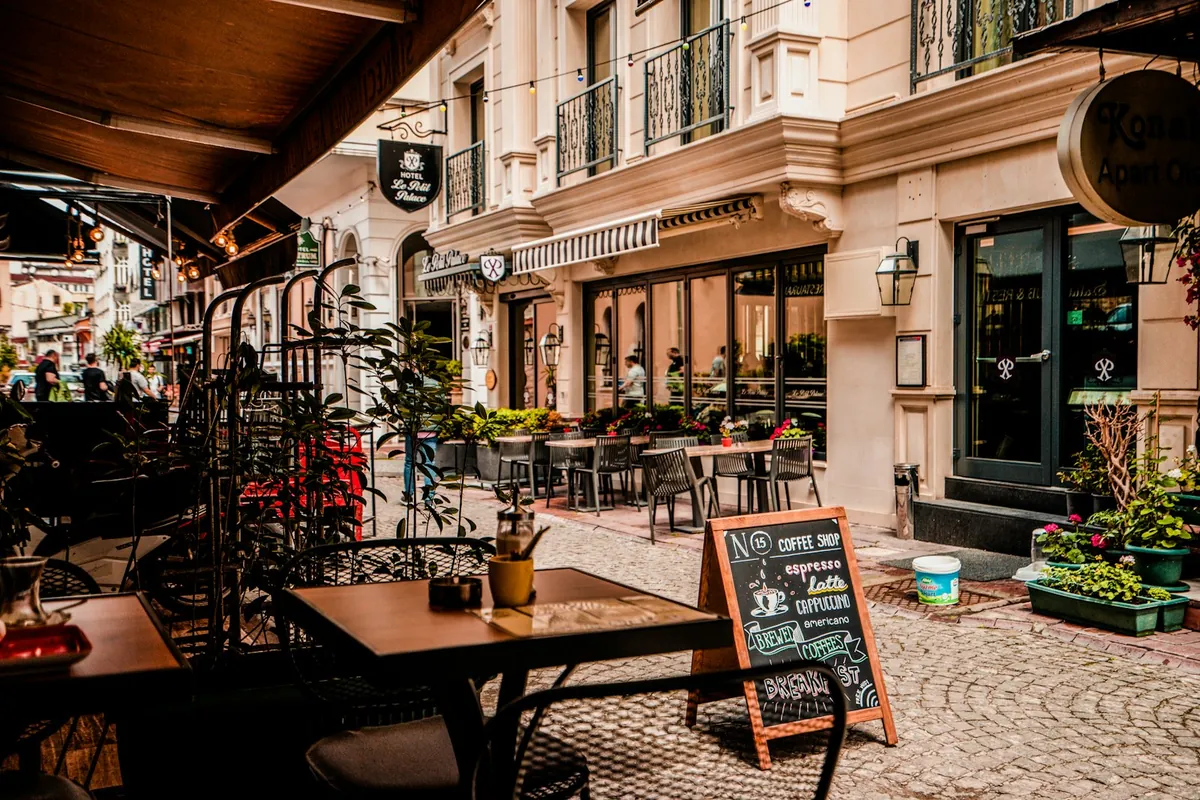 Cozy outdoor cafe seating